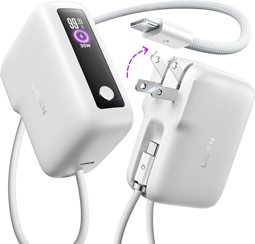 LISEN 3 in 1 Fast Travel Charger, 35W Power Bank Fast Charging Portable Charger with Wall Plug Bu... | Amazon (US)