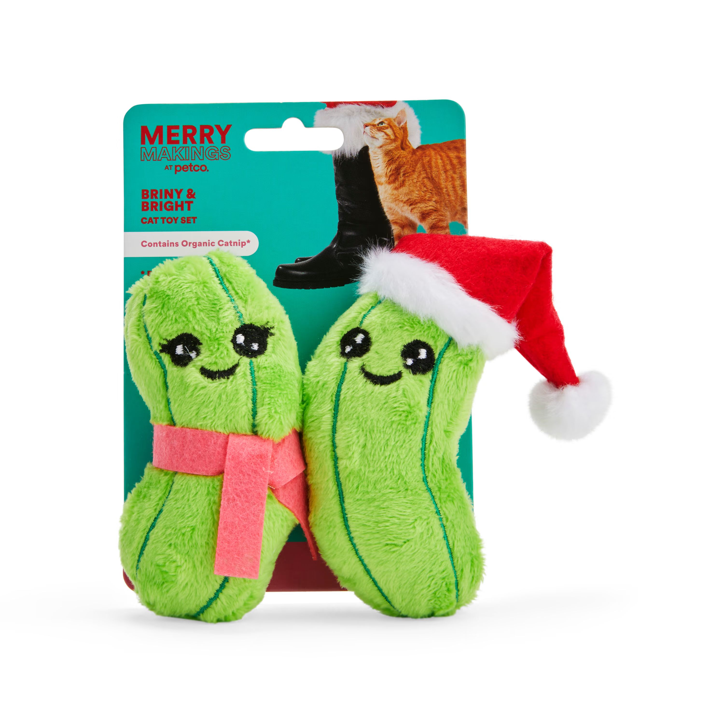 Merry Makings Briny & Bright Plush Pickles Cat Toy Set, X-Small, Pack of 2 | Petco