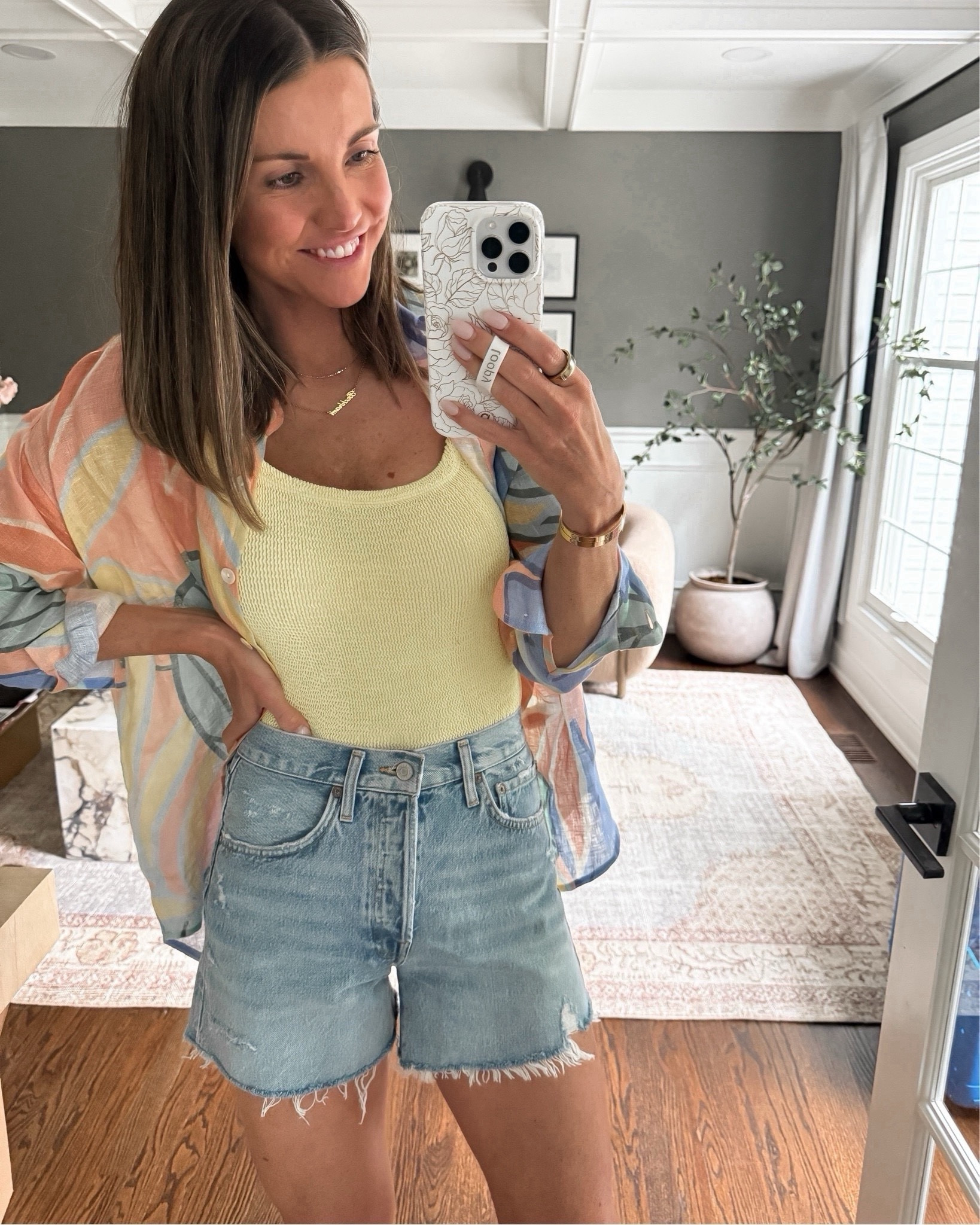 You guys loved these shorts last spring and summer!! Comfortable, longer inseam, and mom approved! They run larger, so size down 1-2. Wearing a 25 here!! And they stretch. Linking them for those who have trips coming up! 

#LTKSaleAlert #LTKgrwm #LTKootd