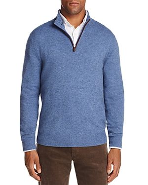 The Men's Store at Bloomingdale's Cashmere Suede Trim Half-Zip Sweater | Bloomingdale's (US)
