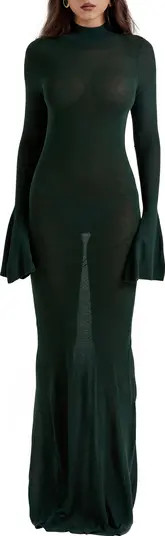 HOUSE OF CB Sancha Open Back Long Sleeve Semisheer Body-Con Maxi Dress | Nordstrom | Nordstrom