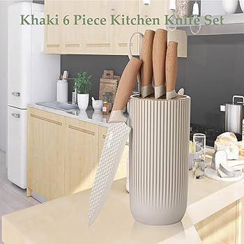 Kitchen Knife Set, Retrosohoo 6-Pieces Khaki Sharp Knife Set for Kitchen, Non-stick Non-slip Stai... | Amazon (US)