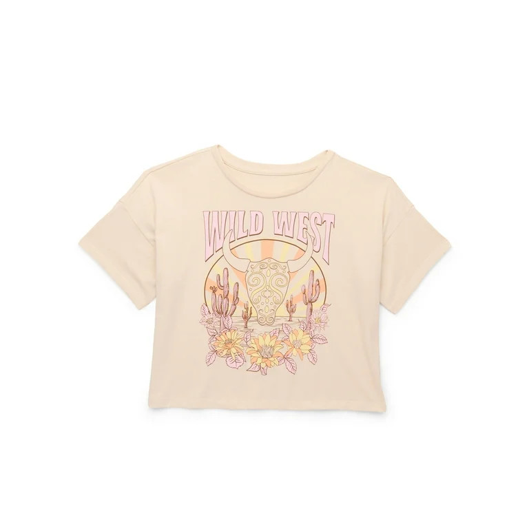 Wonder Nation Little Girls and Big Girls Wild West Graphic Tee, Sizes 4-18 - Walmart.com | Walmart (US)