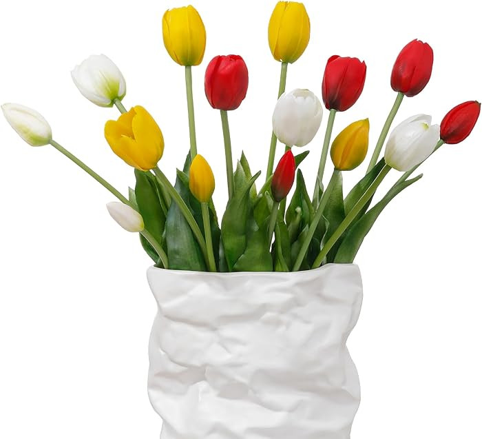 15 Pcs Artificial Flowers Tulips Real Touch Latex Plastic Soft Faux Bouquets for Party, Wedding, ... | Amazon (US)