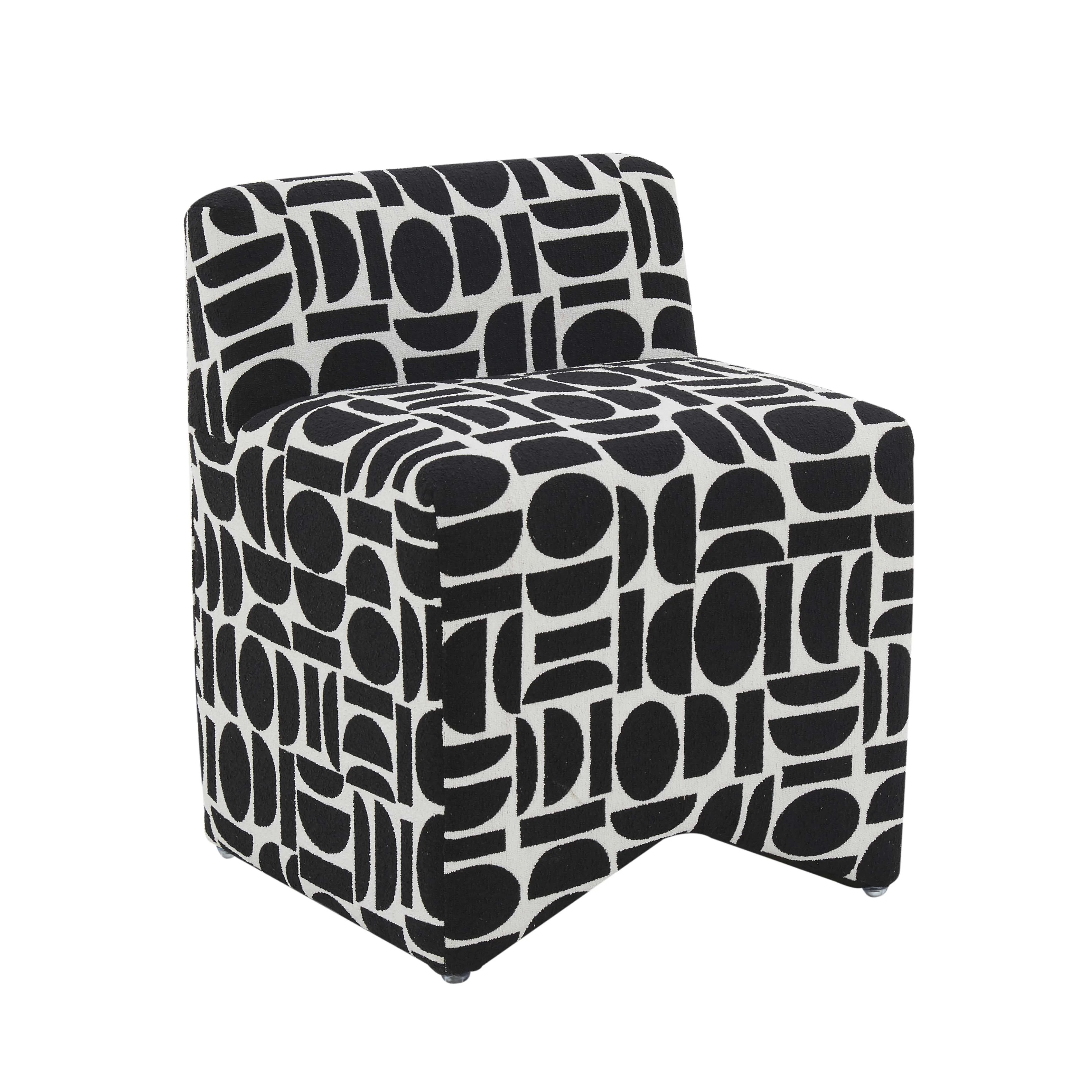 Pippa Black Geometric Jacquard Weave Stool - Walmart.com | Walmart (US)
