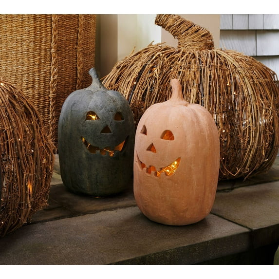 2025 Hallowmas Handcrafted Terracotta Jack-O'-Lantern - Artisanal Halloween Decor with Hand-Carve... | Walmart (US)