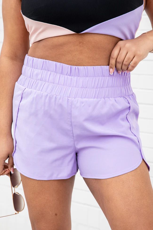 Errands To Run Solid Purple High Waisted Athletic Shorts DOORBUSTER | Pink Lily