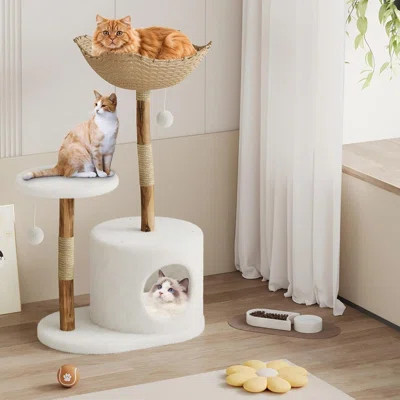 Modern Wood Cat Tree Tower for Large Cats, 43" Aesthetic Cat Furniture - 1 Branch | Wayfair North America