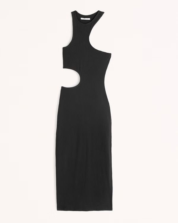 Asymmetrical Cutout Knit Midi Dress | Abercrombie & Fitch (US)