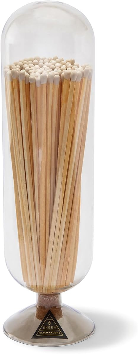 Skeem Fireplace Glass Match Cloche with Striker - Smoke - Includes 120 Long Matches - Perfect Can... | Amazon (US)