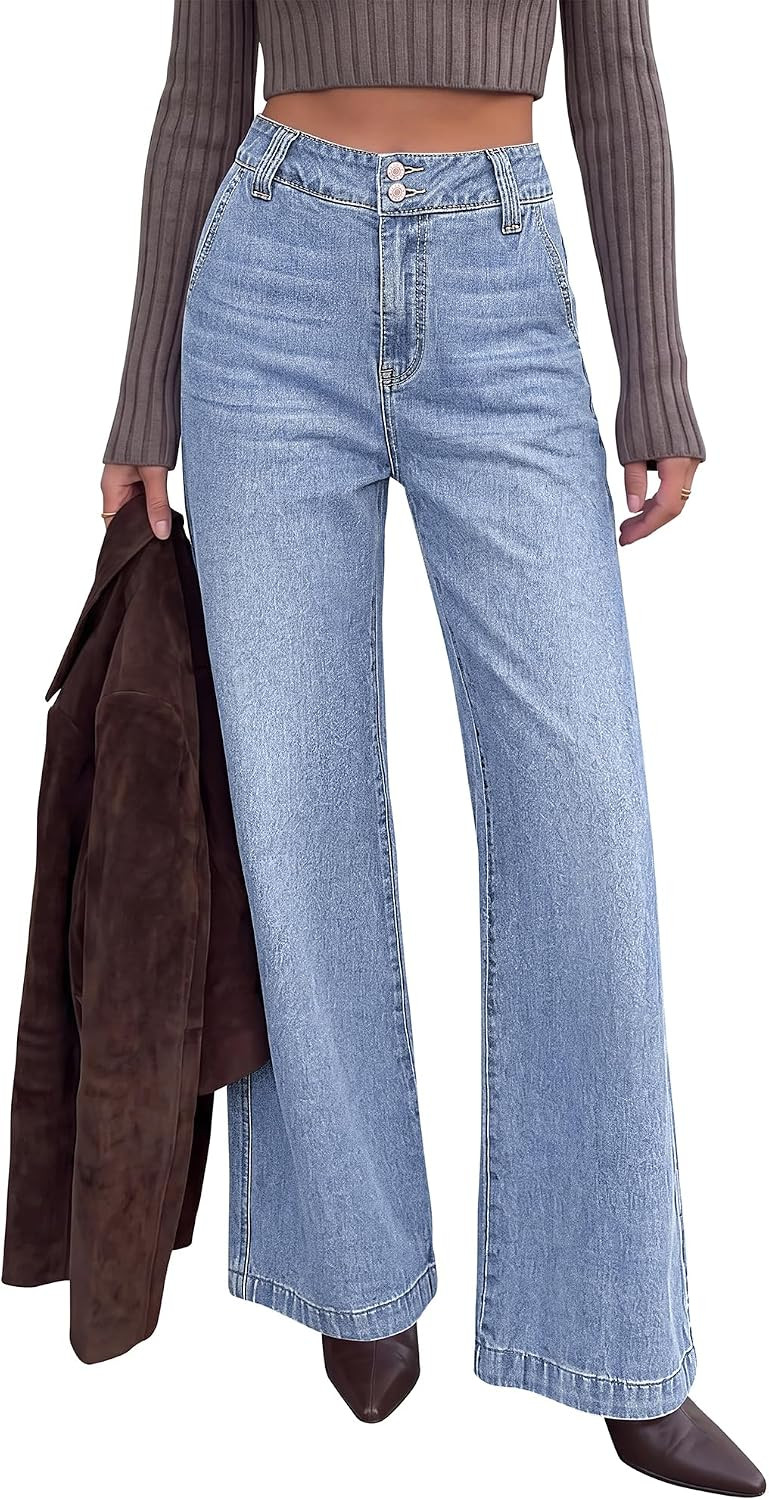 KIRUNDO Wide Leg Jeans for Women High Waisted Denim Pants | Amazon (US)