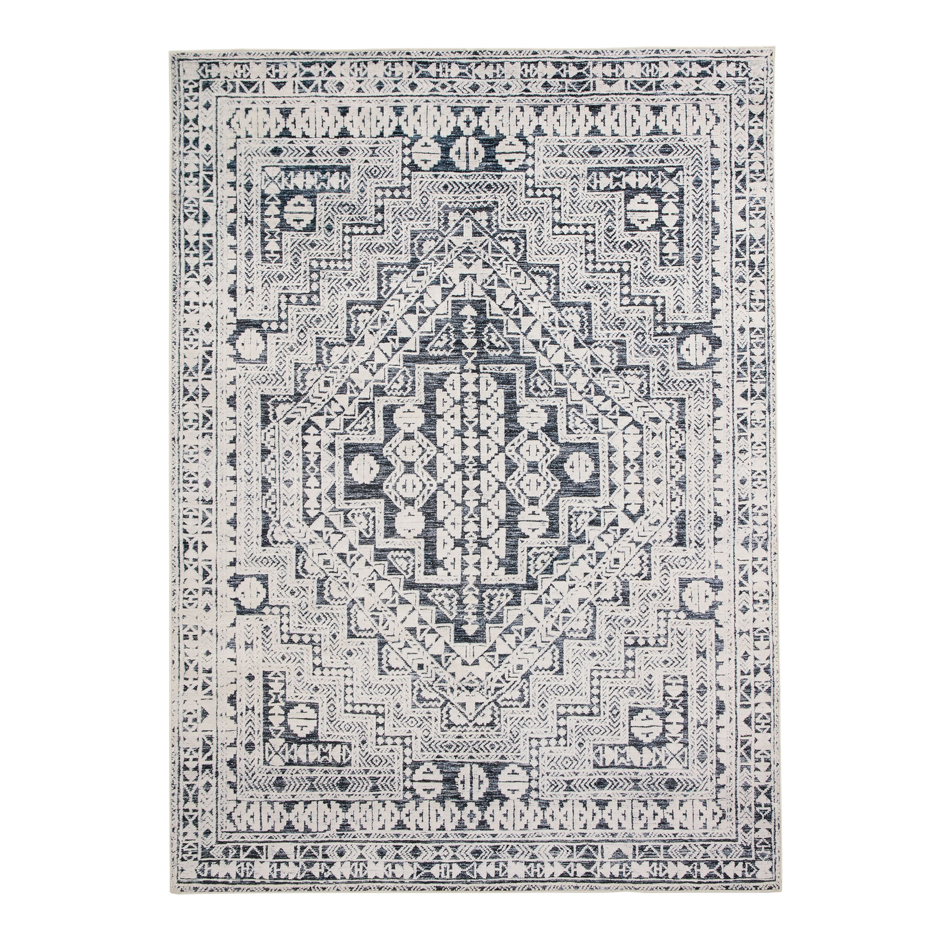 Iman Black and Ivory Persian Style Washable Area Rug | World Market