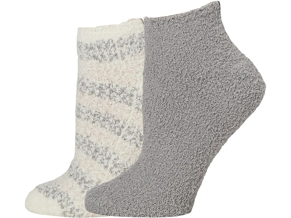 Barefoot Dreams Cozychic (r) Heathered Stripe Ankle Women's Sock Set Women's Sock Dove Gray, Polyester | Zappos