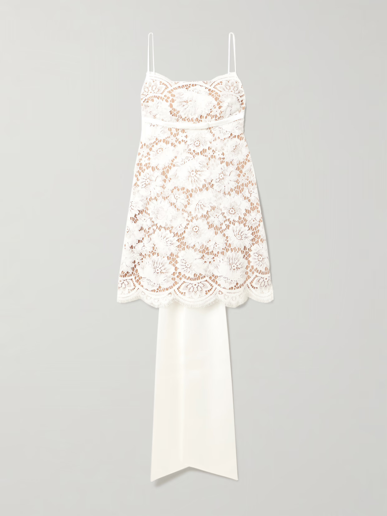 Self-Portrait - Open-back Satin-trimmed Lace Mini Dress - White | NET-A-PORTER (UK & EU)