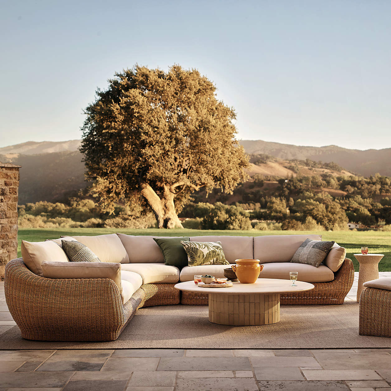 Ipanema 95" Wicker Outdoor Sofa with Cushions + Reviews | Crate & Barrel | Crate & Barrel