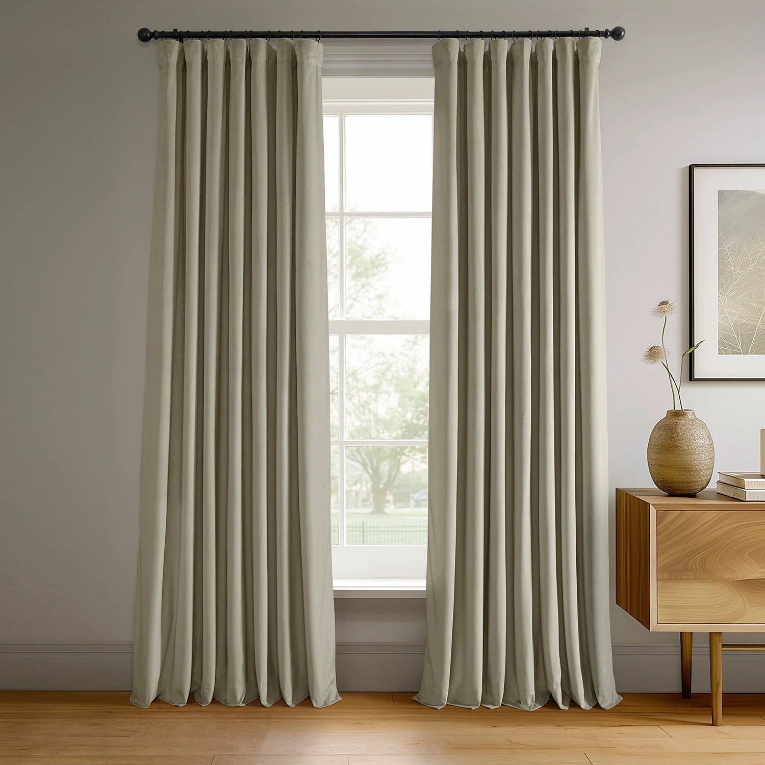 Cool Beige Signature Velvet Blackout Curtain | Half Price Drapes