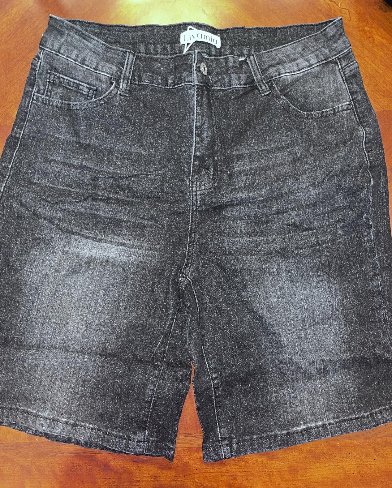 luvamia Bermuda Jean Shorts for Women High Waisted Trendy Stretchy Denim Shorts Knee Length Cutof... | Amazon (US)