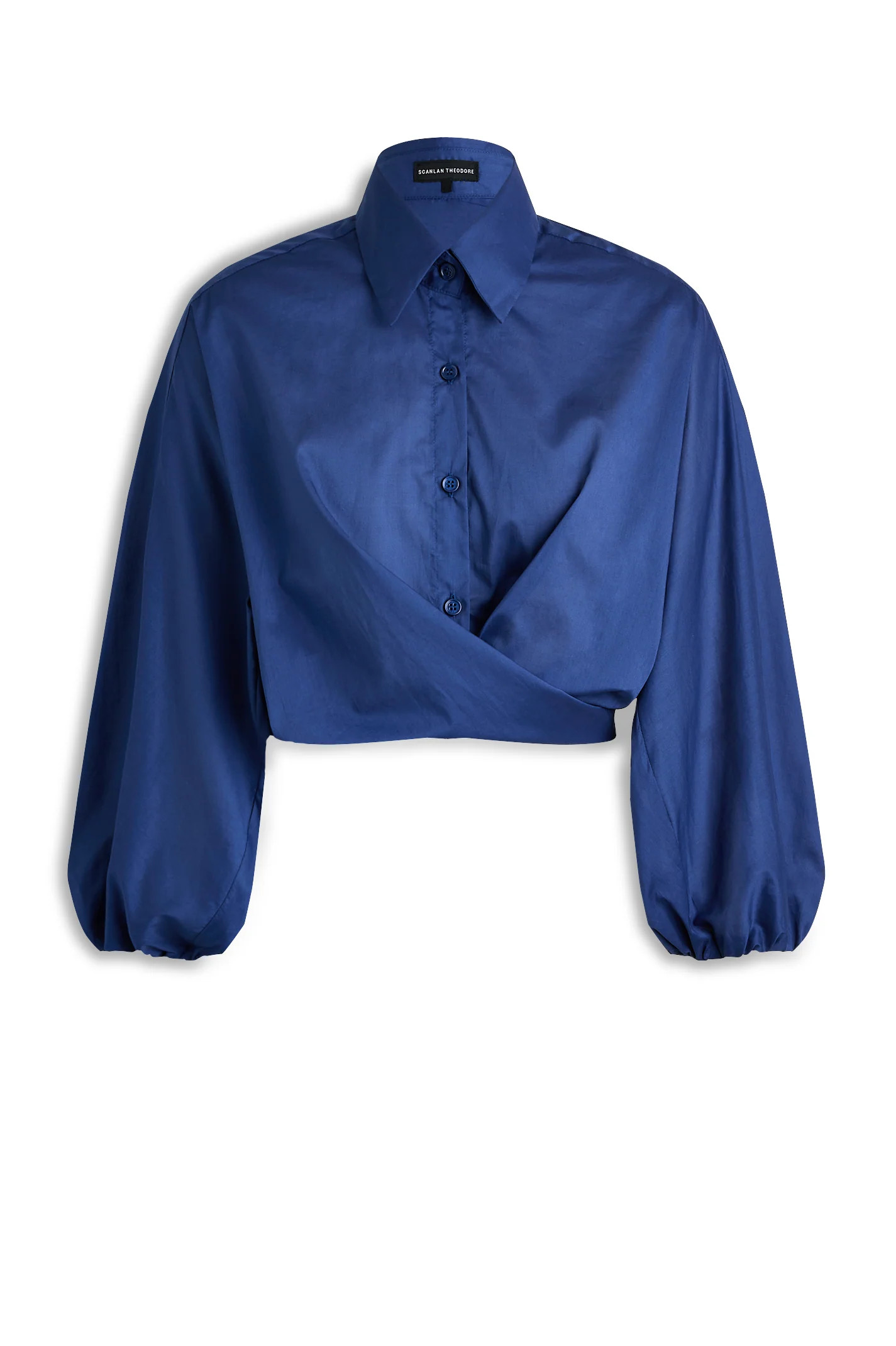 POLISHED VOILE WRAP SHIRT - BLUE - Scanlan Theodore | Scanlan Theodore AU