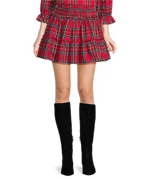 Hollin Plaid Print High Rise A-Line Pull-On Skort | Dillard's