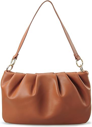 Women Ruched Shoulder Handbag Cloud Pouch Hobo Bag Convertible Clutch Soft Vegan Leather Cross bo... | Amazon (US)