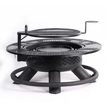 Master Forge 47.24-in W Black Steel Wood-Burning Fire Pit | Lowe's