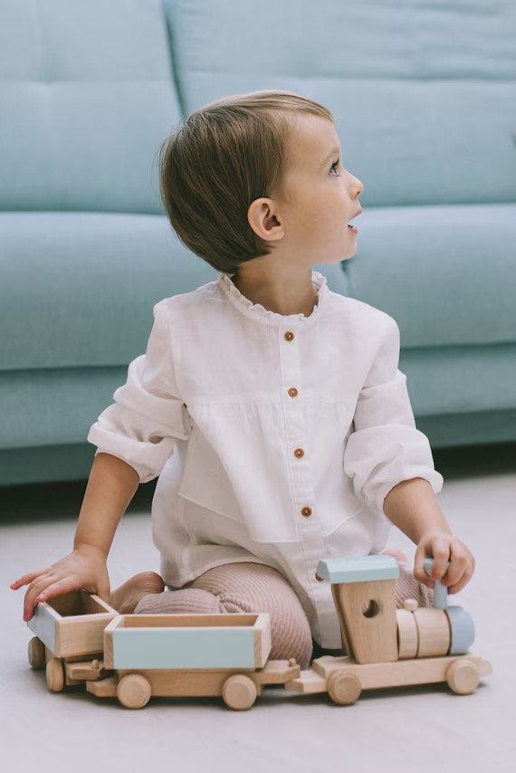 Wooden train with carriages  Wooden decor  Unisex nursery | Etsy | Etsy (US)