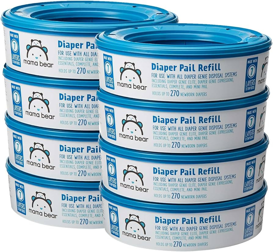 Amazon Brand - Mama Bear Diaper Pail Refills for Genie Pails, 2160 Count (8 Packs of 270) | Amazon (US)