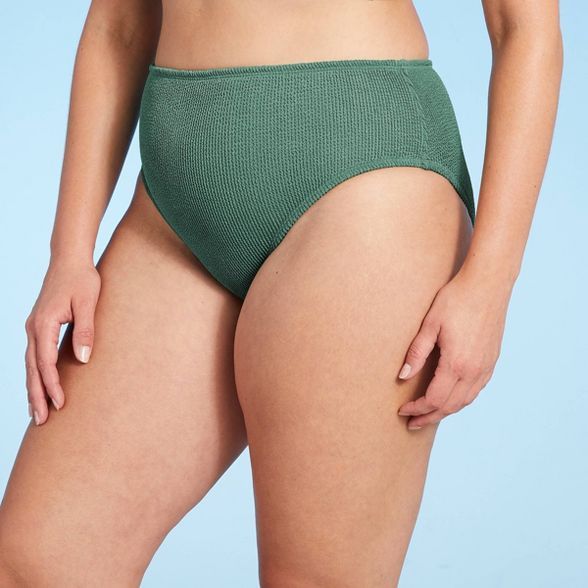 Women's Crinkle Textured Mid-Rise Medium Coverage Bikini Bottom - Kona Sol™ | Target