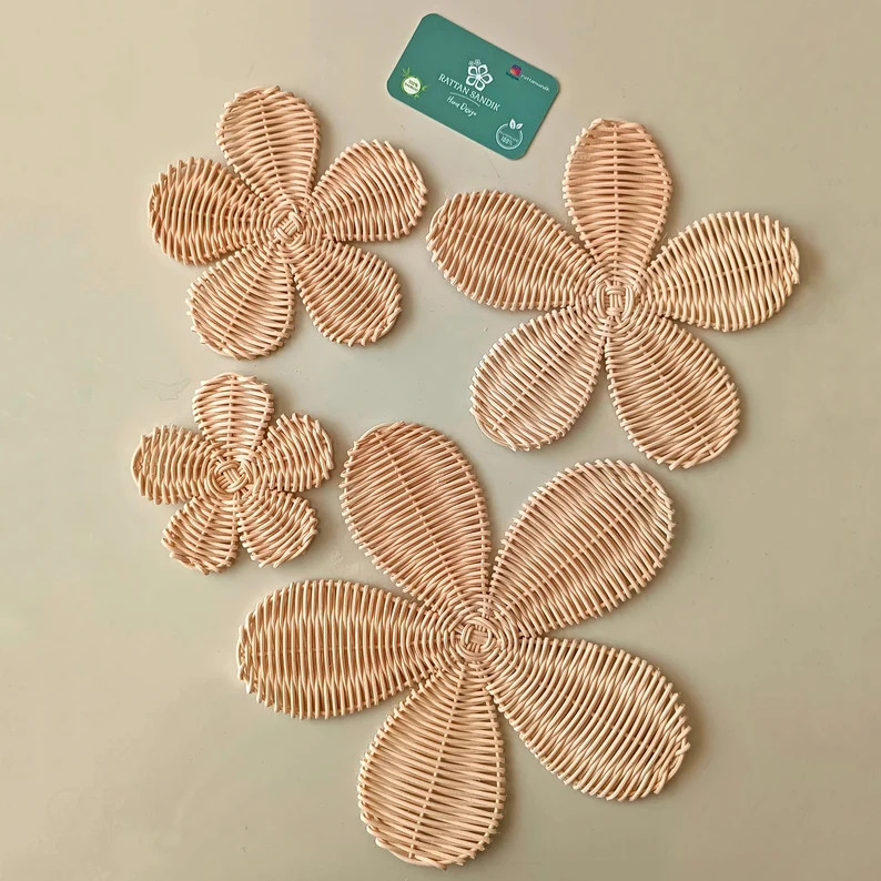 Rattan Wall Flower, Nursery Wall Decor, Boho Wall Art, Daisy Decor, Nursery Decoration, Rattan Fl... | Etsy (US)