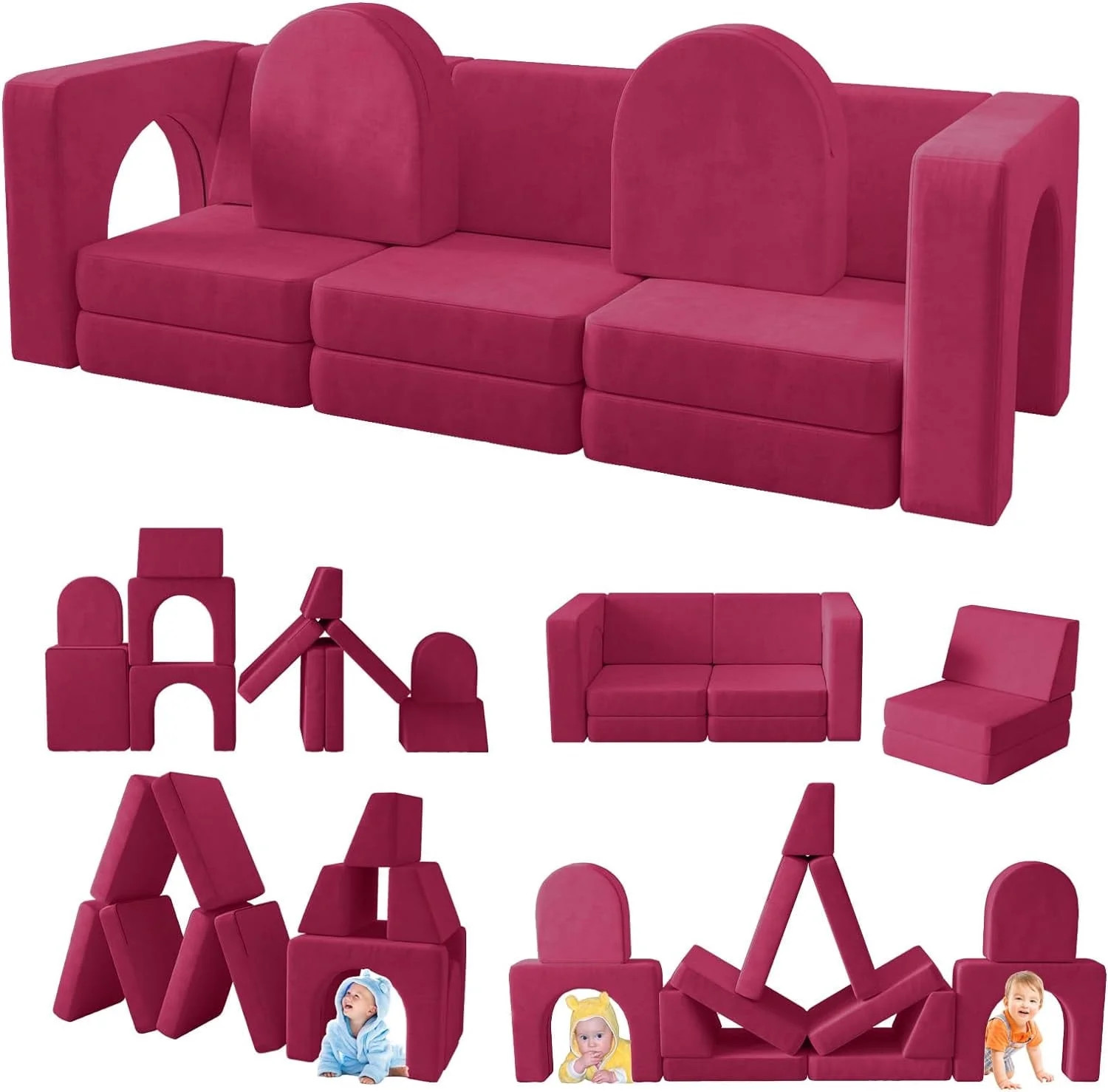 13 Pcs Toddler Sofa for Kids, Linor Modular Kids Couch for Playroom, Kids Play Couch for toddlers... | Walmart (US)