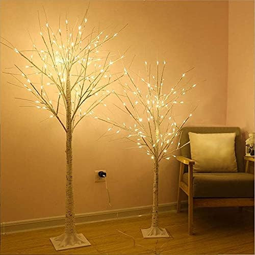 PABIPABI （Pack of 2） White Birch Tree with Lights Set 5FT 6FT Christmas Tree Lights Combo Kit... | Amazon (US)