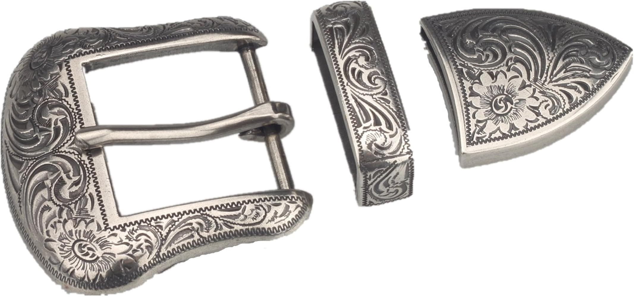 Men Western Cowboy Antique Belt Buckle Set Tang dynasty flower design | Amazon (US)
