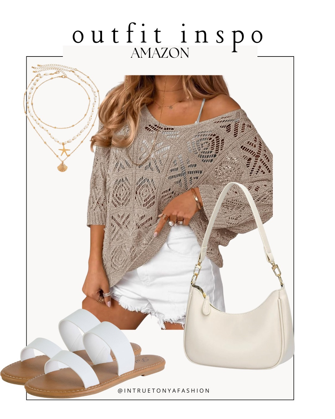 Summer ootd — crochet knit top, white denim shorts, white shoulder purse, sandals and stacked necklace 







Amazon outfits, summer outfit inspo, outfit ideas, casual outfits amazon, amazon outfits every day, outfit ideas 2026, summer outfits

#LTKootd #LTKSaleAlert #LTKPetite