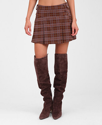 Avec Les Filles Women's Pleated Mini Skater Skort - Macy's | Macy's