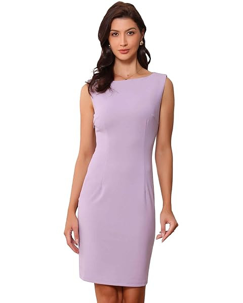 Allegra K Women's Sheath Dress Pencil Work Sleeveless Professional Office Dresses | Amazon (US)