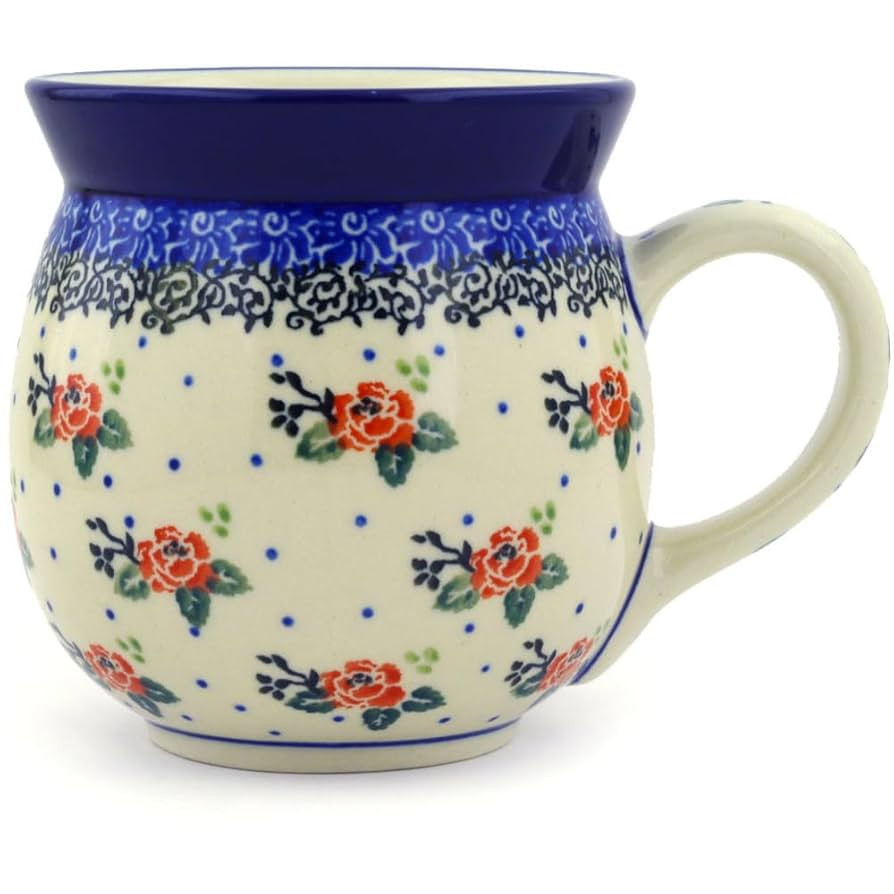 Authentic Polish Pottery Bubble Mug 16 oz in Pasadena Delight Design Handmade in Bolesławiec Pol... | Amazon (US)