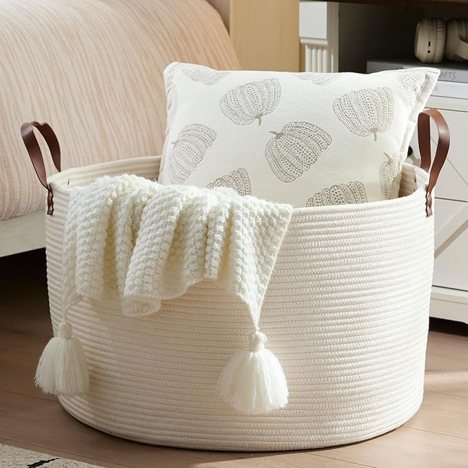 Luxury Little Extra Large Nursery Storage Basket, 22 x 22 x 14 inches - 100% Cotton Rope Baskets ... | Amazon (US)