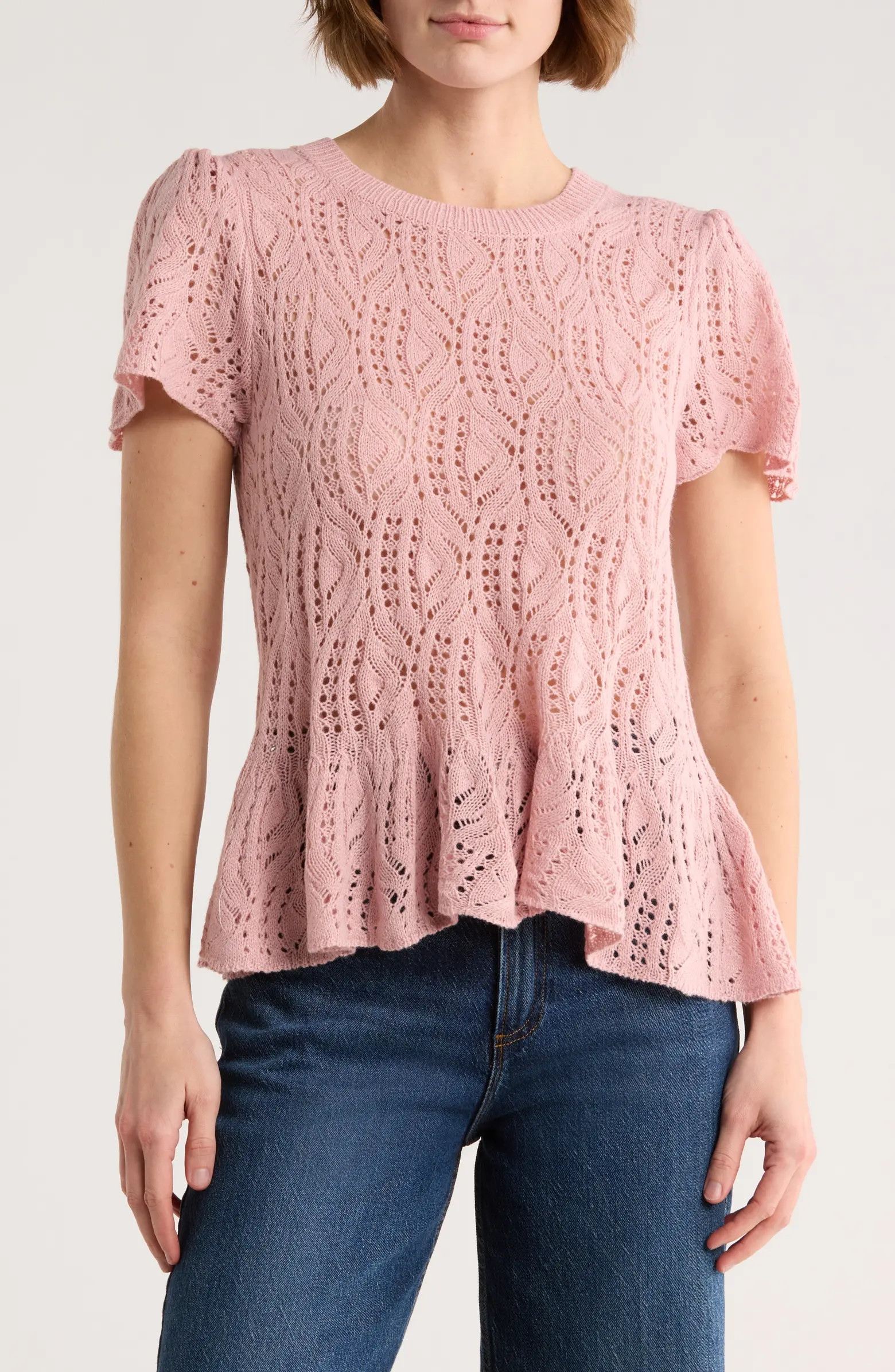 DR2 by Daniel Rainn Openwork Peplum Top | Nordstromrack | Nordstrom Rack