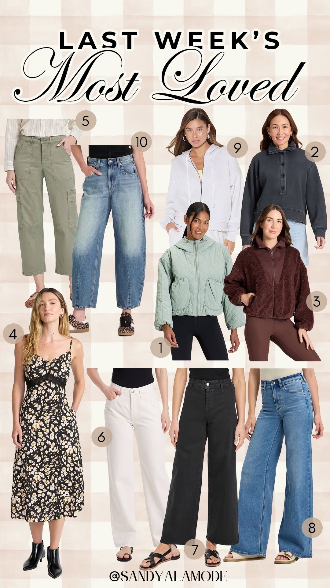 Last week’s most loved. Best sellers. Weekly best sellers. Target fashion. Walmart fashion. Target new arrivals. Target denim. Target wide leg jeans. Target cargo pants. Target activewear jacket. Target Sherpa jacket  

#LTKStyleTip #LTKSeasonal #LTKFindsUnder100