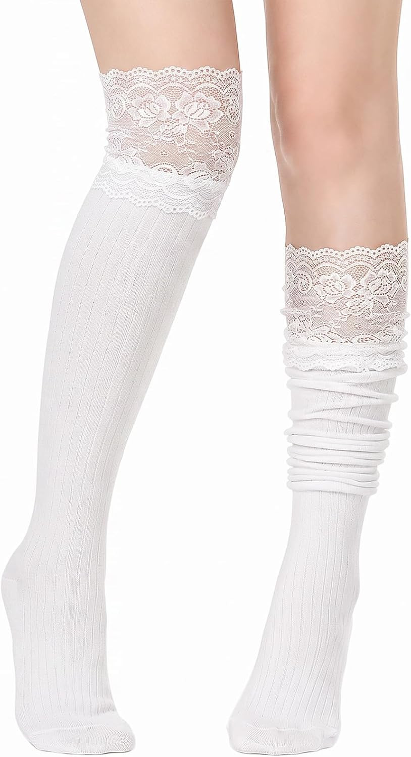 Knee High Lace Boot Sock Kawaii Lace Lolita Y2K Boot Stocking | Amazon (US)