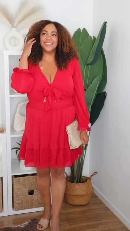 Red ❤️ is trending and I’m so into it! #ad This @amazonfashion @happy_sailed Tie Front Dress is cute and comes in other colors too! I got an xl. 

#LTKparties #LTKmidsize