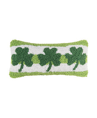 St. Patrick's Day Clover Trio 3 Leaf Clovers Hooked Small/Petite Accent Pillow, 6" x 12" | Macy's