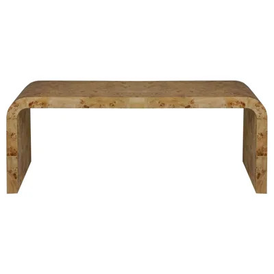 Worlds Away Newbury Modern Classic Light Brown Burl Rectangular Coffee Table | Kathy Kuo Home