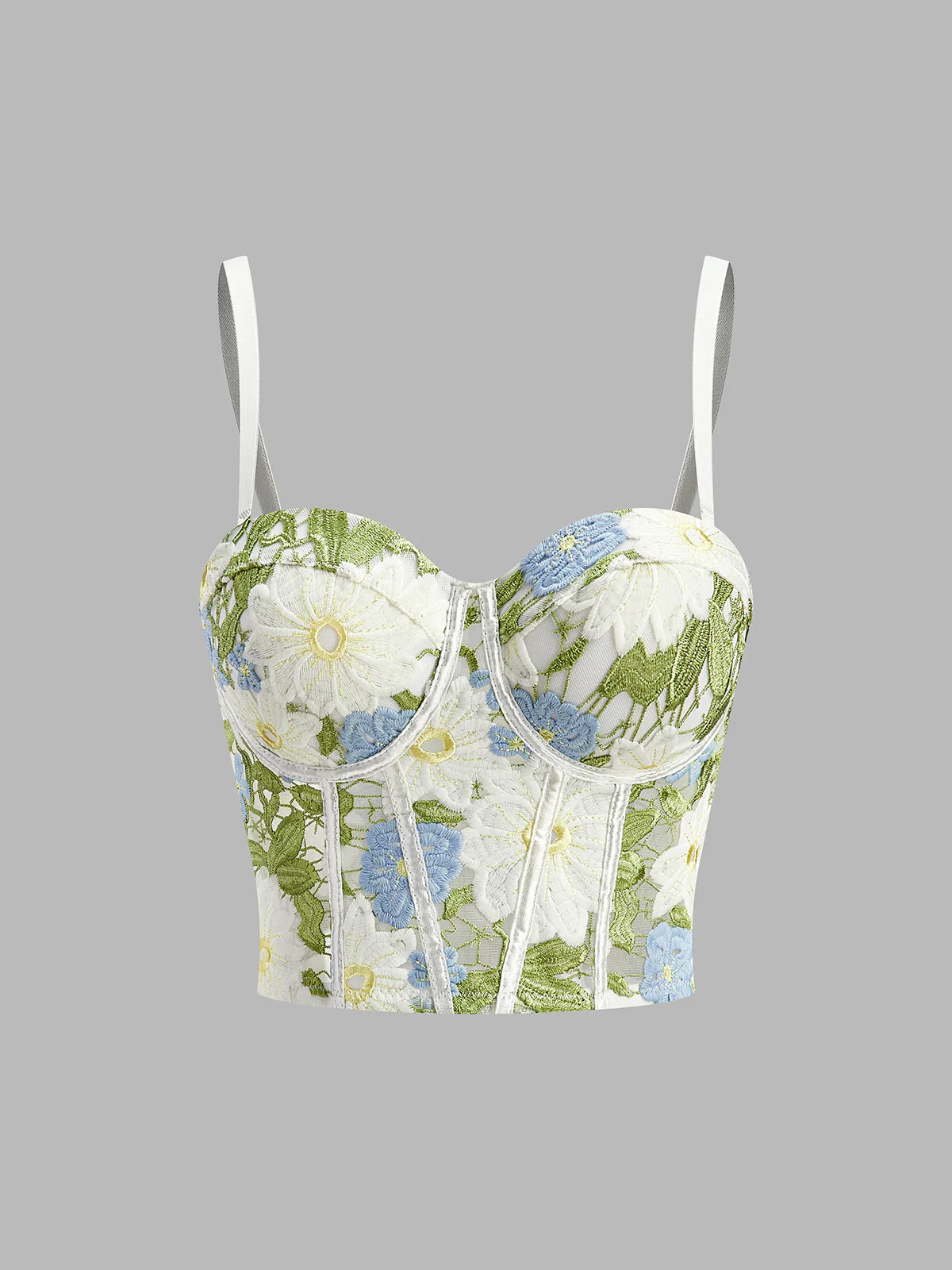 Floral Embroidered Sweetheart Corset | Commense