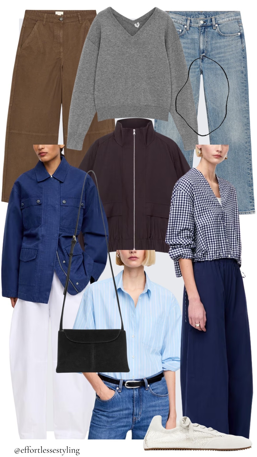 Arket New In Favourites 21/3/26 

Black suede cross body bag, black beaded necklace, dark blue workwear jacket, light blue striped shirt, white mesh suede trainers, blue straight leg slim cropped jeans, blue / white checked seersucker top, brown cargo trousers, dark brown zip utility jacket, navy barrel leg cotton trousers, white wide leg jeans, grey v neck jumper. 

#LTKstyletip #LTKuk #LTKspring