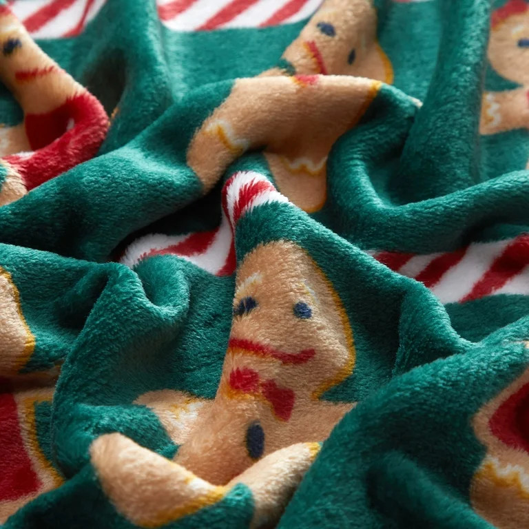 Holiday Time Cozy Christmas Plush Gingerbread Throw Blanket, Standard Size , All Ages | Walmart (US)