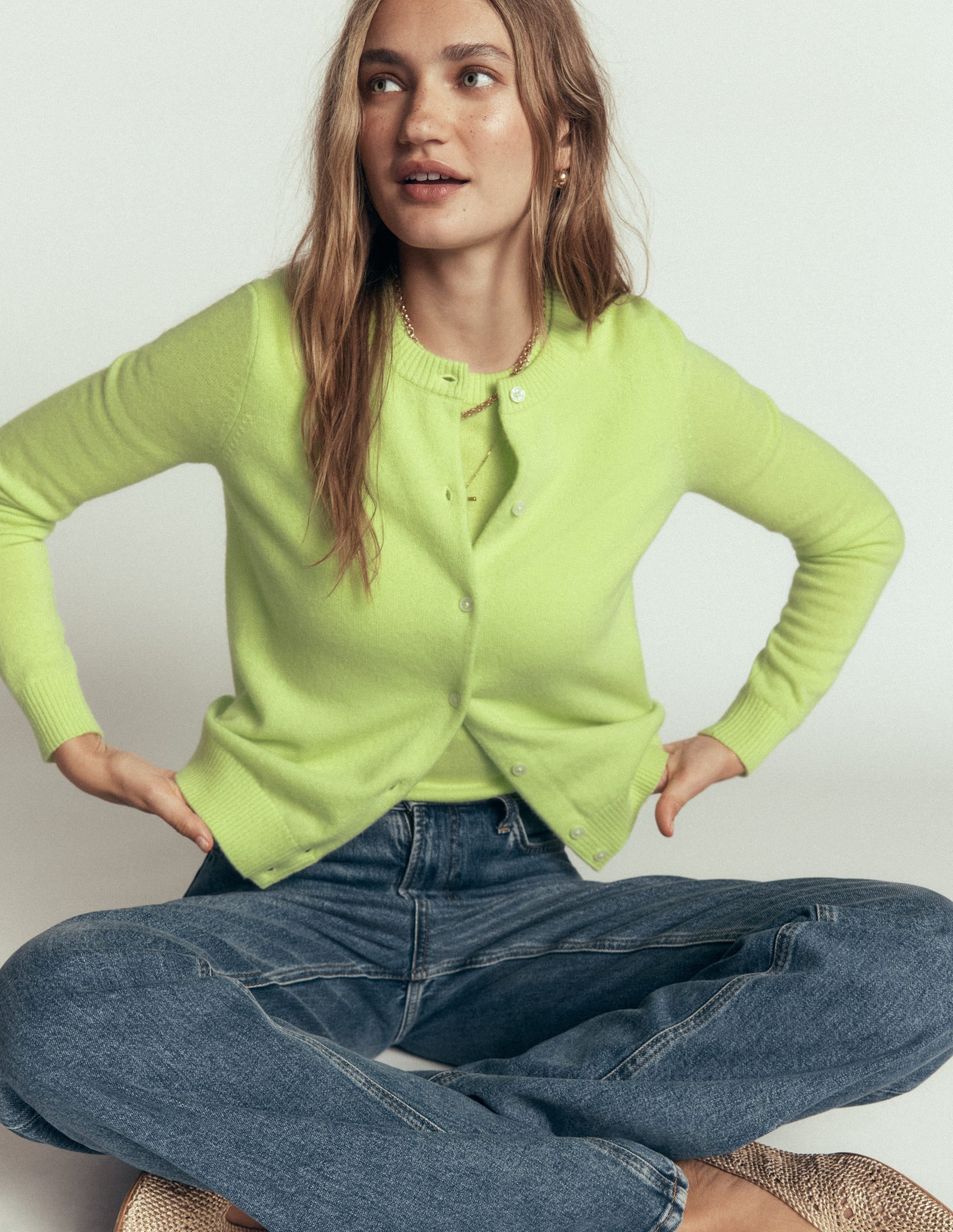 Elsie Cashmere Crew Cardigan-Sweet Mint | Boden (US)
