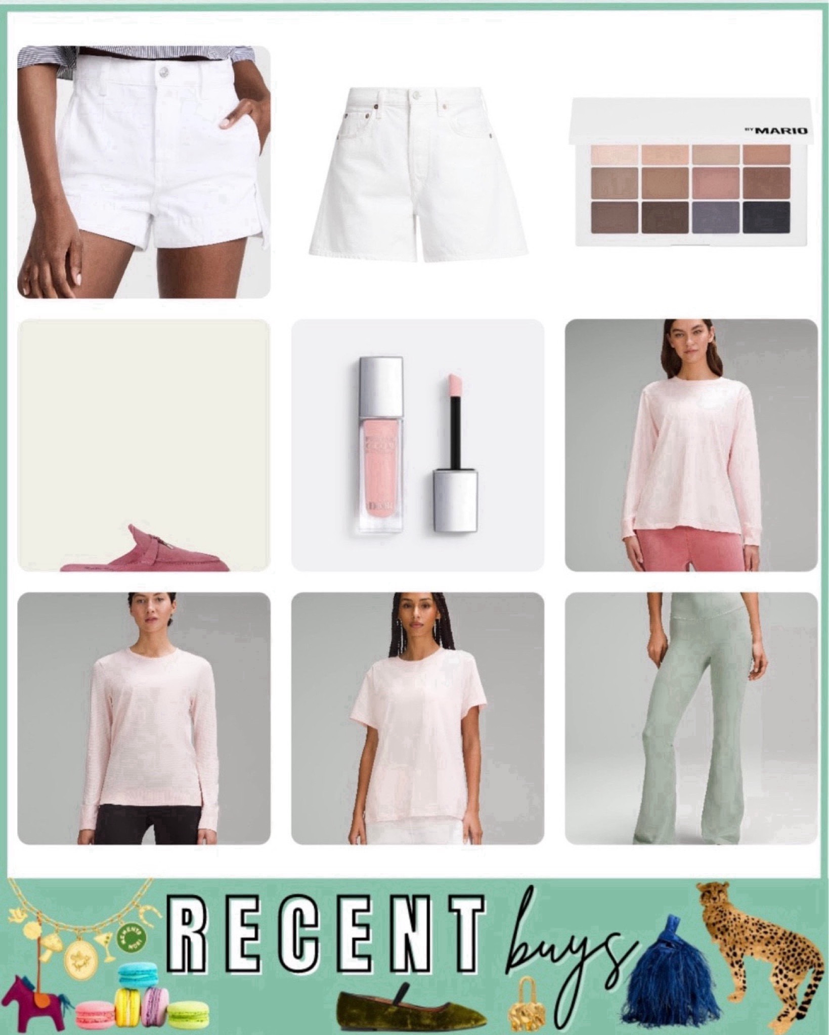 Recent buys - agolde shorts, 7 for all mankind white shorts, lululemon tops in strawberry milkshake, lululemon groove flares in palm court, Loro piana boat shoes mules, Dior glow 



#LTKSeasonal #LTKStyleTip #LTKFindsUnder100