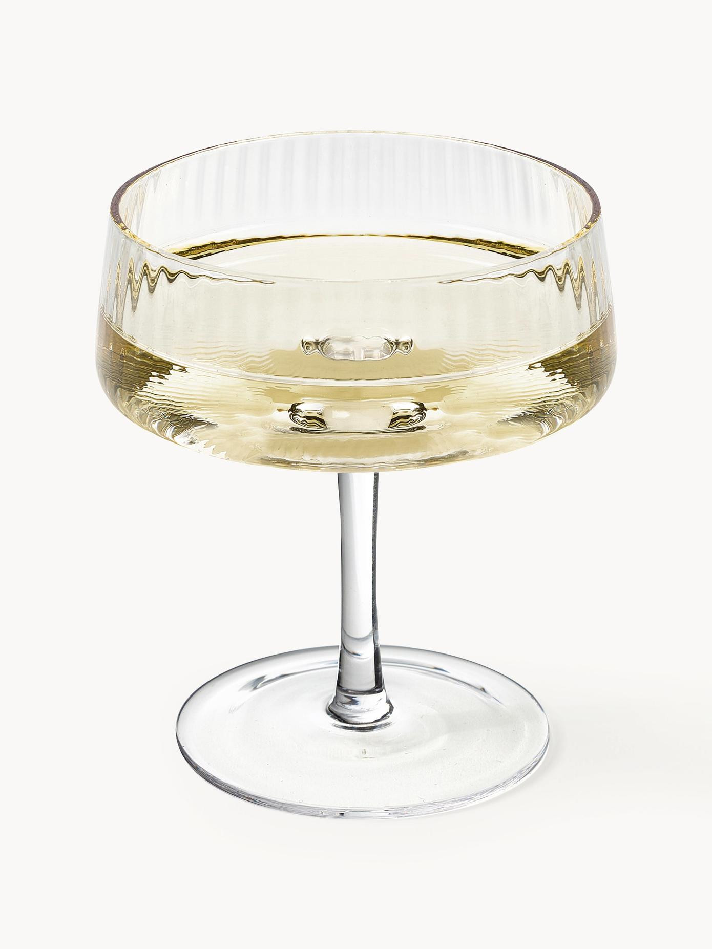 Handgefertigte Champagnerschalen Cami mit Rillenstruktur, 4 Stück | Westwing EU