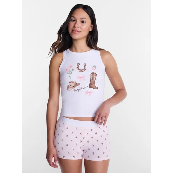 No Boundaries Sleepwear Ribbed Tank Top and Boxers Set from our Cloud Core Collection, 2 Piece, W... | Walmart (US)